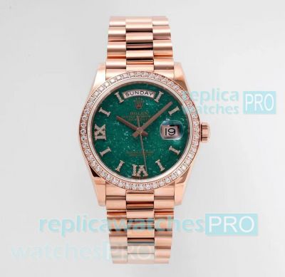 TWS Factory Replica Rolex Day-Date 36MM Diamond Bezel Rose Gold Case Watch 